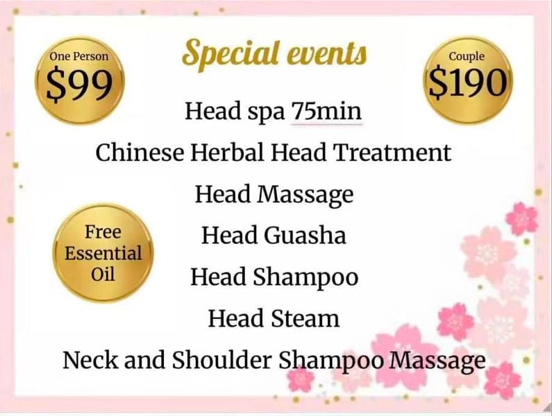 Spring Special 75min Head Spa - Chinese Herbal
Head Treatment
Head Massage
Free Es... - $99